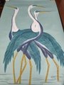 Cranes hand painted wallpaper on blue silk