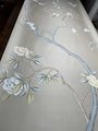 Chinoiserie hand painted wallpaper on grey silk, Chinoiserie silk wallpaper