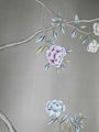 Chinoiserie hand painted wallpaper on grey silk, Chinoiserie silk wallpaper