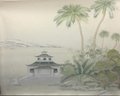 Weste lake - hand painted wallpaper on yellow Xuan Paper, Chinoiserie wallpaper
