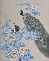 Peacocks wallpaper - hand painted wallpaper on silk, Chinoiserie wallpaper