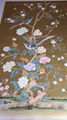 Framed Chinoiserie hand painted wallpaper on gold metallic