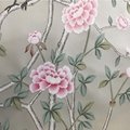 Foral Chinoiserie hand painted wallpaper on silk, Chinoiserie silk wallpaper