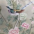 Foral Chinoiserie hand painted wallpaper on silk, Chinoiserie silk wallpaper