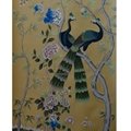 Peacock Chinoiserie hand painted wallpaper on yellow silk for home deco 2