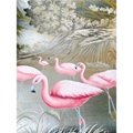 Flamingo Panoramic handpainted wallpaper, panoramic mural wallpaper
