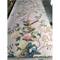 Floral Chinoiserie hand painted wallpaper on silk with partial embroidery