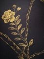 Chinoiserie hand painted wallpaper on black silk, Chinoiserie silk wallpaper