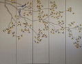 Folding screen hand painted wallpaper on silk, Chinoiserie silk wallpaper