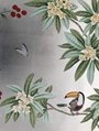 Palm Chinoiserie handpainted wallpaper silver metallic, Chinoiserie wallpaper