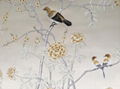 Monochrome Chinoiserie hand painted wallpaper on silk, Chinoiserie wallpaper