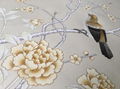 Monochrome Chinoiserie hand painted wallpaper on silk, Chinoiserie wallpaper