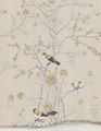 Monochrome Chinoiserie hand painted wallpaper on silk, Chinoiserie wallpaper