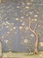 Chinoiserie hand painted wallpaper on sky blue silk, Chinoiserie wallpaper 1