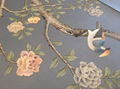 Chinoiserie hand painted wallpaper on sky blue silk, Chinoiserie wallpaper 8
