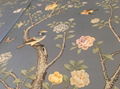 Chinoiserie hand painted wallpaper on sky blue silk, Chinoiserie wallpaper