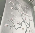 Magnolia Chinoiserie Hand painted silver metallic Wallpaper