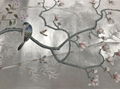 Magnolia Chinoiserie Hand painted silver metallic Wallpaper