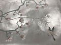 Magnolia Chinoiserie Hand painted silver metallic Wallpaper