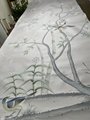 Chinoiserie hand painted wallpaper on hint lilac silk, Chinoiserie wallpaper
