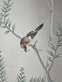 Chinoiserie hand painted wallpaper on hint lilac silk, Chinoiserie wallpaper