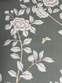 Chinoiserie Handpainted Wallpaper On Green Tea Paper, Chinoiserie wallpaper