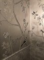 Floral Chinoiserie handpainted wallpaper silver metallic, Chinoiserie wallpaper