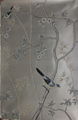 Floral Chinoiserie handpainted wallpaper silver metallic, Chinoiserie wallpaper