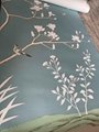 Penoy Chinoiserie hand painted wallpaper on blue silk, Chinoiserie wallpaper