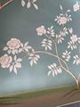 Penoy Chinoiserie hand painted wallpaper on blue silk, Chinoiserie wallpaper