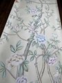 Peony hand painted wallpaper on silk with partial embroidery