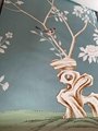 Chinoiserie hand painted wallpaper&Artworks on green silk, Chinoiserie wallpaper