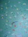 Chinoiserie hand painted wallpaper on blue silk, Chinoiserie silk wallpaper 2