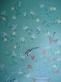 Chinoiserie hand painted wallpaper on blue silk, Chinoiserie silk wallpaper