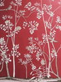 Chinoiserie hand painted wallpaper on red silk, Chinoiserie silk wallpaper 1