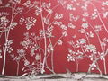 Chinoiserie hand painted wallpaper on red silk, Chinoiserie silk wallpaper