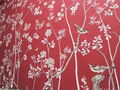 Chinoiserie hand painted wallpaper on red silk, Chinoiserie silk wallpaper