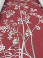 Chinoiserie hand painted wallpaper on red silk, Chinoiserie silk wallpaper