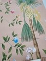 Palm Tree-Chinoiserie hand painted wallpaper on pink silk, Chinoiserie wallpaper