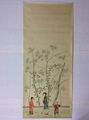 Bamboo Chinoiserie hand painted wallpaper on silk, Chinoiserie silk wallpaper