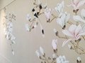 Magnolia hand painted wallpaper on slub silk, Chinoiserie wallpaper