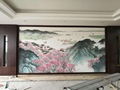 Landscape handpainted wallpaper on silk, Chinoiserie silk artworks