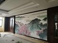Landscape handpainted wallpaper on silk, Chinoiserie silk artworks