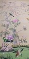 Chinoiserie handpainted wallpaper on pink silk, Chinoiserie silk artworks