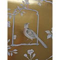 Chinoiserie handpainted wallpaper on gold metallic, Chinoiserie wallpaper