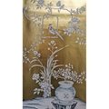 Chinoiserie handpainted wallpaper on gold metallic, Chinoiserie wallpaper