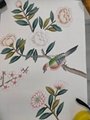 Sample for Chinoiserie hand painted wallpaper, Chinoiserie silk wallpaper