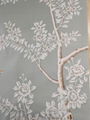 Chinoiserie handpainted wallpaper on blue grey silk, Chinoiserie artworks