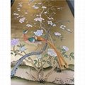 Hand painted Chinoiserie wallpaper on gold metallic, Chinese wallpaper 36" x 72"