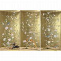 Hand painted Chinoiserie wallpaper on gold metallic, Chinese wallpaper 36" x 72"